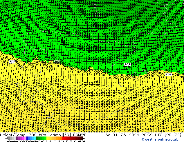 Height/Temp. 700 hPa ECMWF  04.05.2024 00 UTC