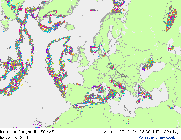 Isotachen Spaghetti ECMWF Mi 01.05.2024 12 UTC