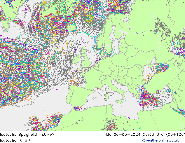 Isotachs Spaghetti ECMWF Po 06.05.2024 06 UTC