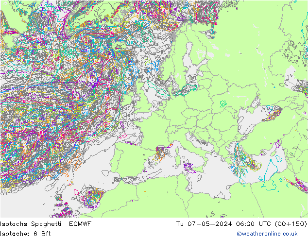 Izotacha Spaghetti ECMWF wto. 07.05.2024 06 UTC