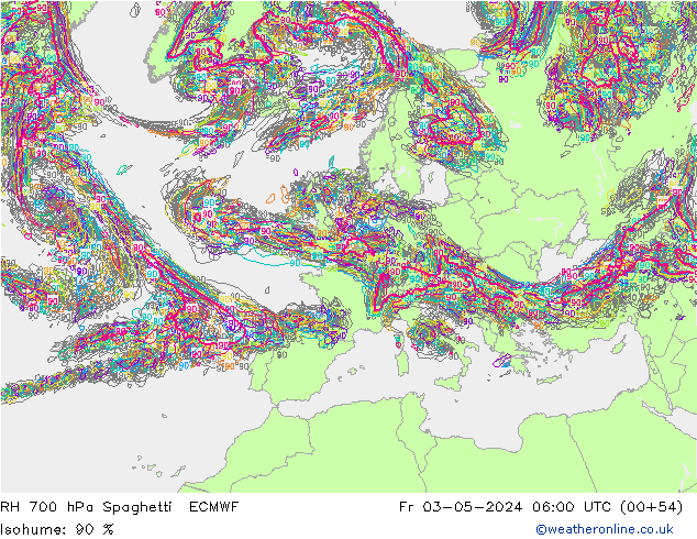 RH 700 hPa Spaghetti ECMWF pt. 03.05.2024 06 UTC