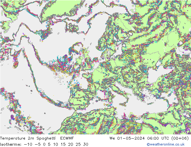 Temperaturkarte Spaghetti ECMWF Mi 01.05.2024 06 UTC