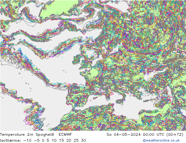 Temperature 2m Spaghetti ECMWF Sa 04.05.2024 00 UTC