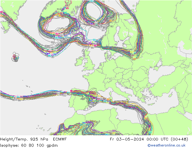 Height/Temp. 925 hPa ECMWF Fr 03.05.2024 00 UTC