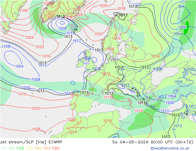 Corrente a getto ECMWF sab 04.05.2024 00 UTC