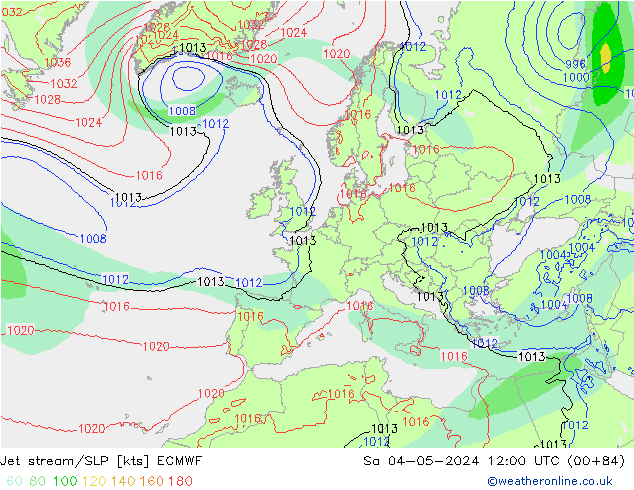 Jet Akımları/SLP ECMWF Cts 04.05.2024 12 UTC