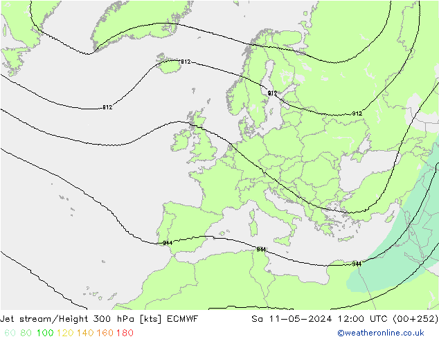 Jet stream/Height 300 hPa ECMWF Sa 11.05.2024 12 UTC