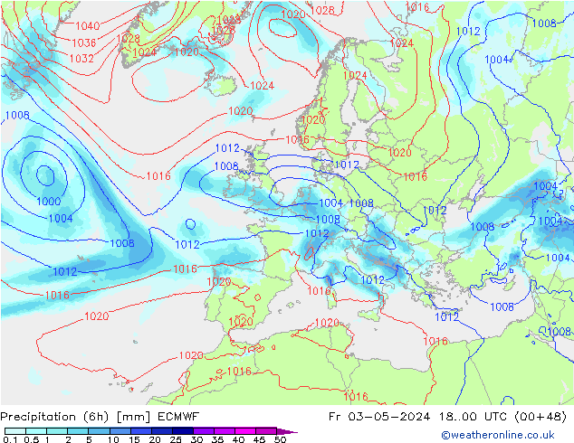 Nied. akkumuliert (6Std) ECMWF Fr 03.05.2024 00 UTC