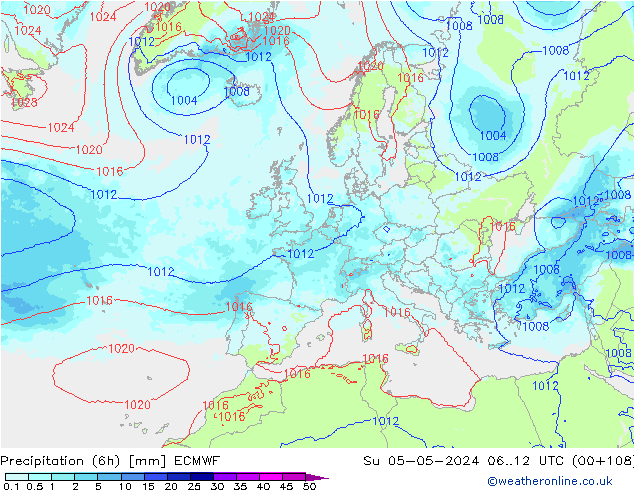 Yağış (6h) ECMWF Paz 05.05.2024 12 UTC