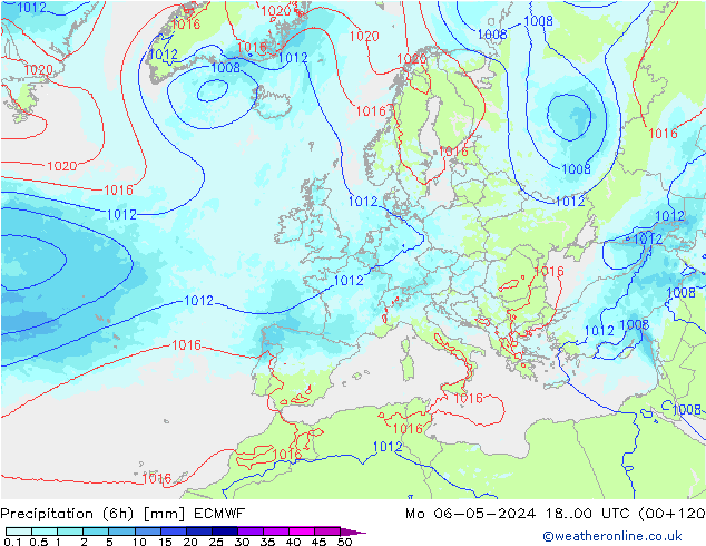 Precipitação (6h) ECMWF Seg 06.05.2024 00 UTC