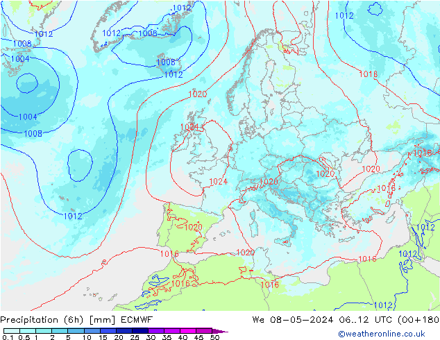 Nied. akkumuliert (6Std) ECMWF Mi 08.05.2024 12 UTC