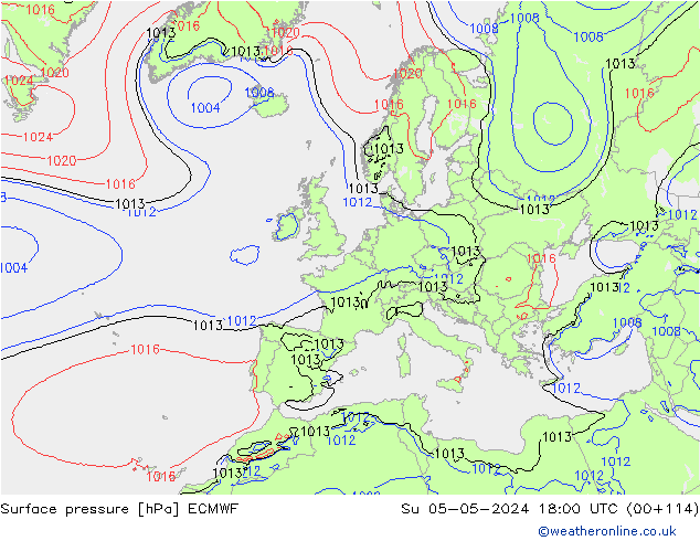 Surface pressure ECMWF Su 05.05.2024 18 UTC