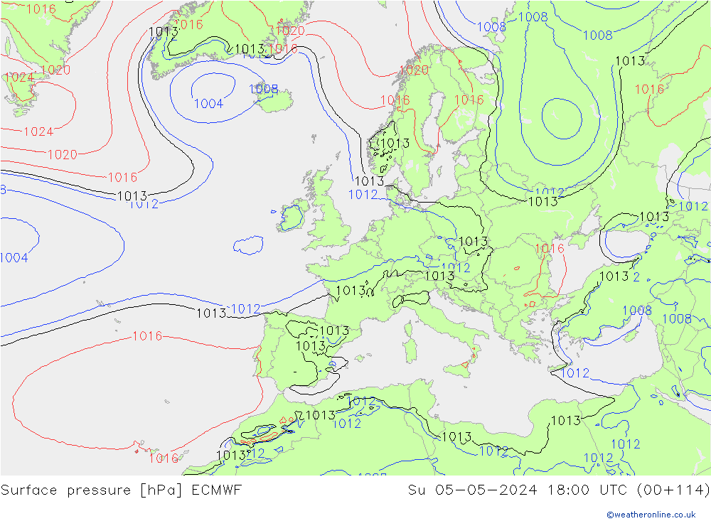 Bodendruck ECMWF So 05.05.2024 18 UTC