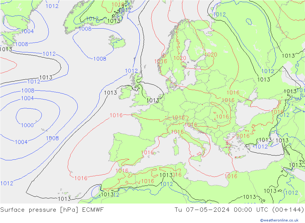 Bodendruck ECMWF Di 07.05.2024 00 UTC