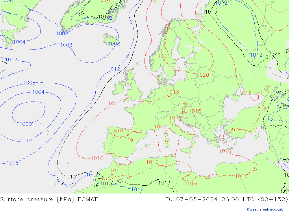 Bodendruck ECMWF Di 07.05.2024 06 UTC