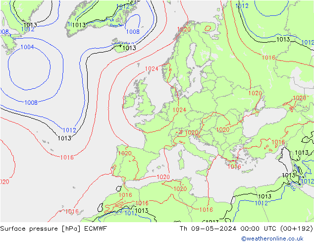 приземное давление ECMWF чт 09.05.2024 00 UTC