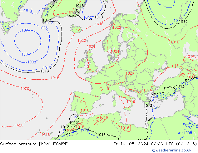 Surface pressure ECMWF Fr 10.05.2024 00 UTC