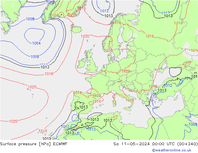 Surface pressure ECMWF Sa 11.05.2024 00 UTC