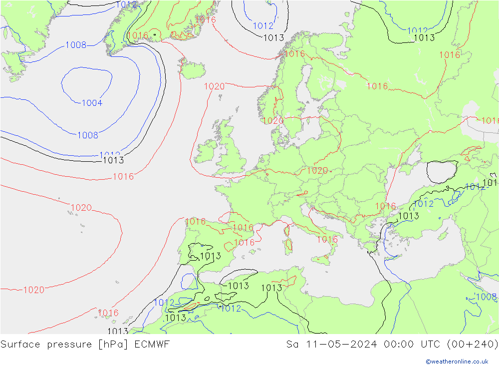 Bodendruck ECMWF Sa 11.05.2024 00 UTC