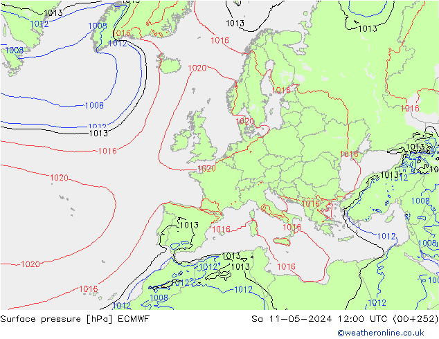 Bodendruck ECMWF Sa 11.05.2024 12 UTC