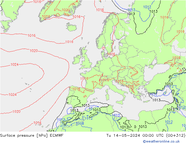 Surface pressure ECMWF Tu 14.05.2024 00 UTC