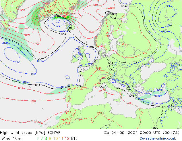 yüksek rüzgarlı alanlar ECMWF Cts 04.05.2024 00 UTC