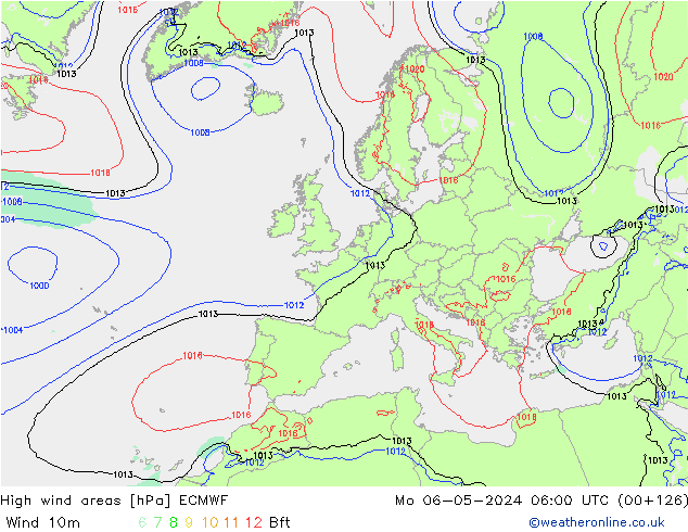 High wind areas ECMWF lun 06.05.2024 06 UTC