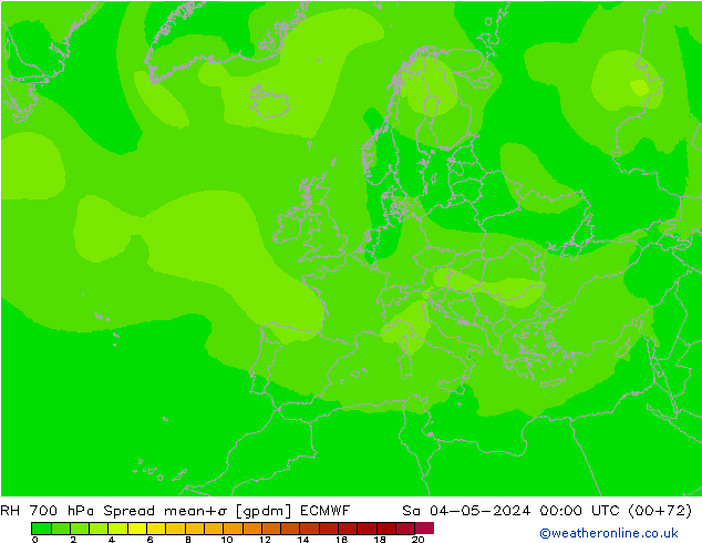 Humidité rel. 700 hPa Spread ECMWF sam 04.05.2024 00 UTC
