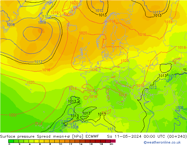 Bodendruck Spread ECMWF Sa 11.05.2024 00 UTC