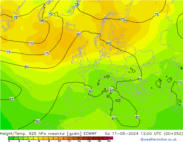 Height/Temp. 925 hPa ECMWF so. 11.05.2024 12 UTC