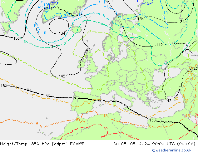 Height/Temp. 850 hPa ECMWF Su 05.05.2024 00 UTC