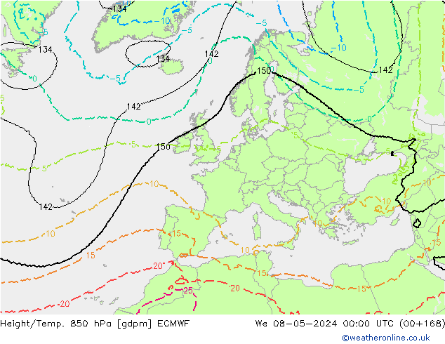 Height/Temp. 850 hPa ECMWF We 08.05.2024 00 UTC