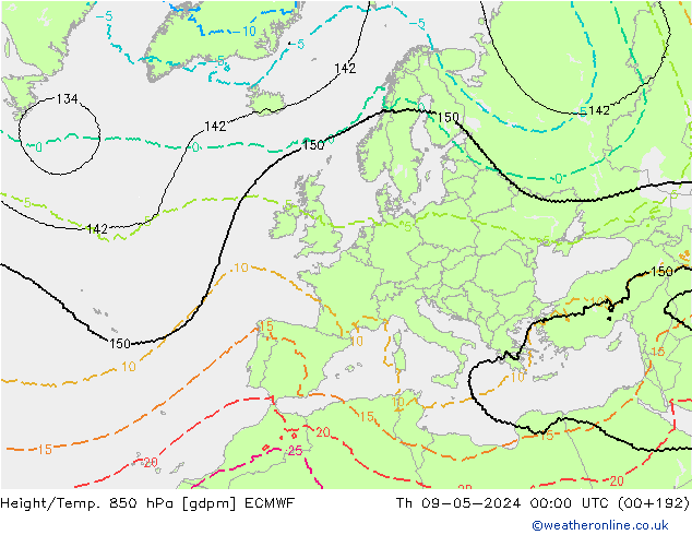 Height/Temp. 850 hPa ECMWF Do 09.05.2024 00 UTC