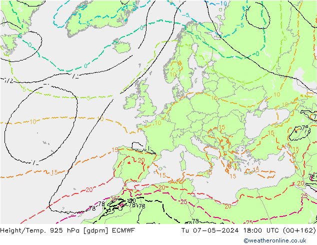 Height/Temp. 925 hPa ECMWF  07.05.2024 18 UTC