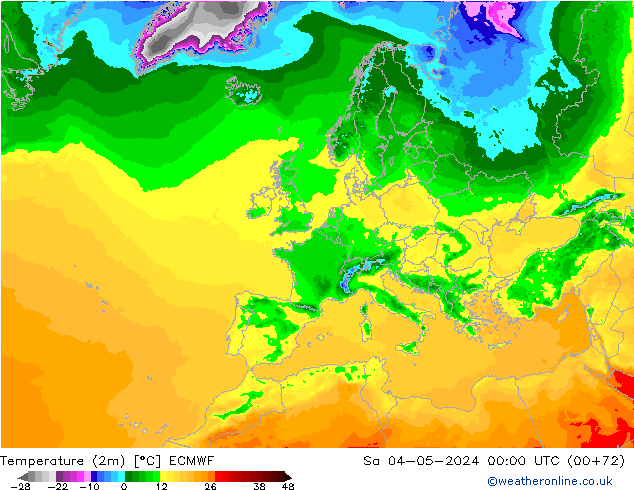 Temperatura (2m) ECMWF sab 04.05.2024 00 UTC