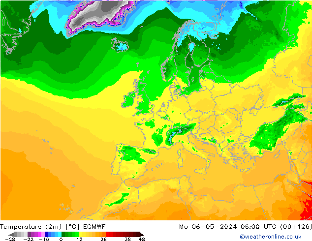 Temperature (2m) ECMWF Mo 06.05.2024 06 UTC