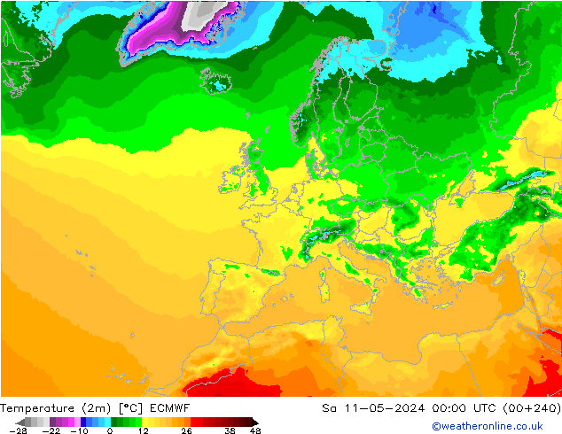 Temperaturkarte (2m) ECMWF Sa 11.05.2024 00 UTC