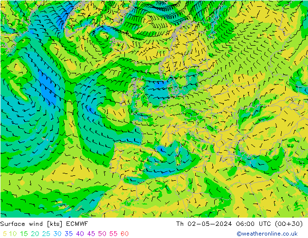 Bodenwind ECMWF Do 02.05.2024 06 UTC