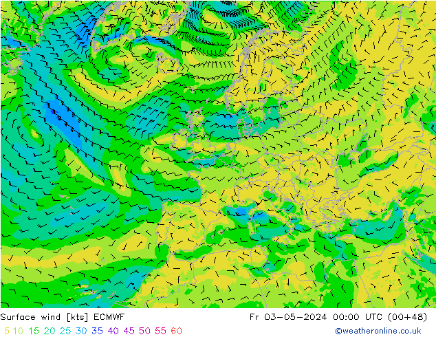 Bodenwind ECMWF Fr 03.05.2024 00 UTC