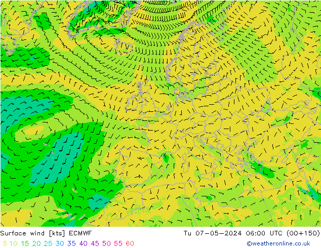 Surface wind ECMWF Tu 07.05.2024 06 UTC