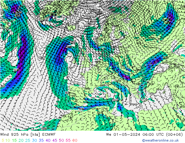 Wind 925 hPa ECMWF wo 01.05.2024 06 UTC