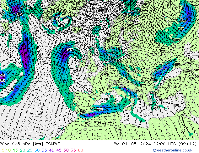 Wind 925 hPa ECMWF Mi 01.05.2024 12 UTC