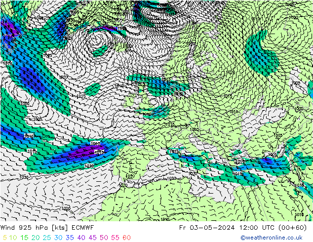 Wind 925 hPa ECMWF Fr 03.05.2024 12 UTC