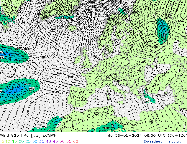 Rüzgar 925 hPa ECMWF Pzt 06.05.2024 06 UTC