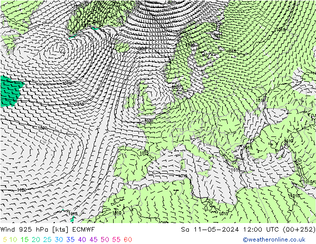 Wind 925 hPa ECMWF Sa 11.05.2024 12 UTC