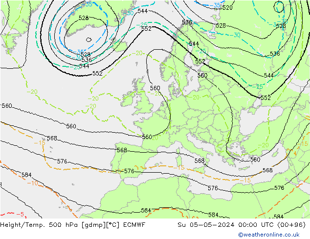 Yükseklik/Sıc. 500 hPa ECMWF Paz 05.05.2024 00 UTC