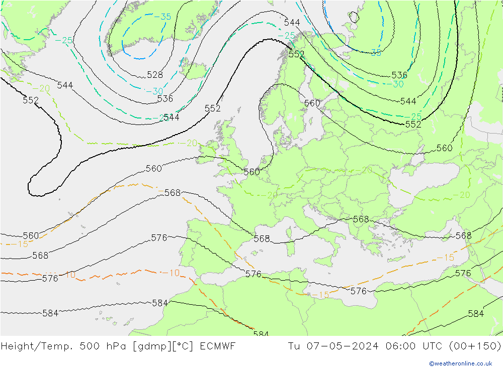 Géop./Temp. 500 hPa ECMWF mar 07.05.2024 06 UTC