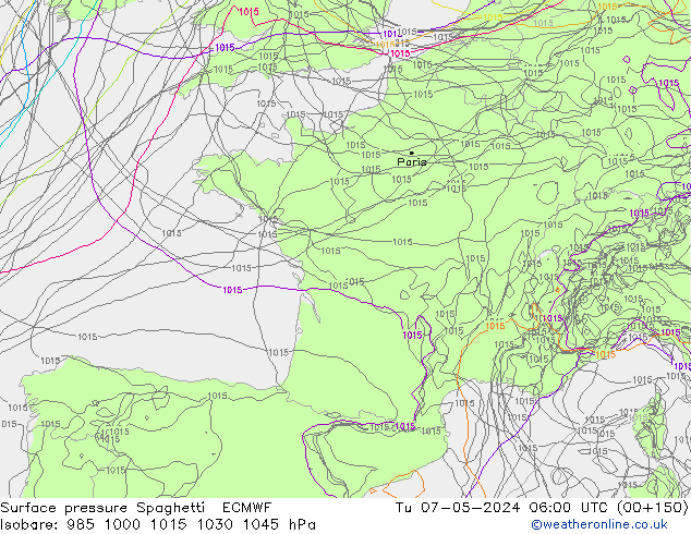 pression de l'air Spaghetti ECMWF mar 07.05.2024 06 UTC