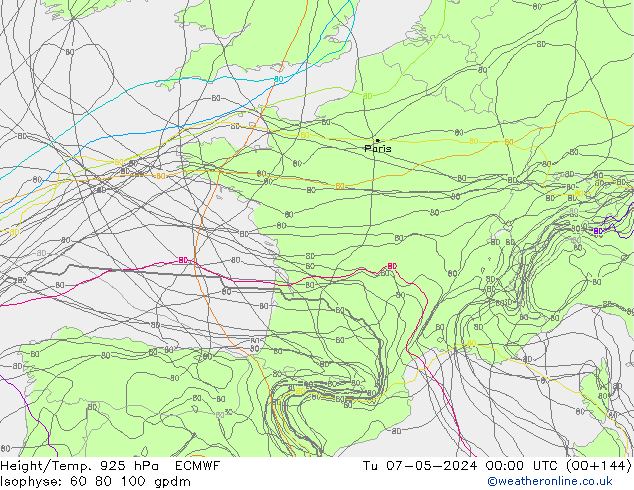 Height/Temp. 925 hPa ECMWF Tu 07.05.2024 00 UTC