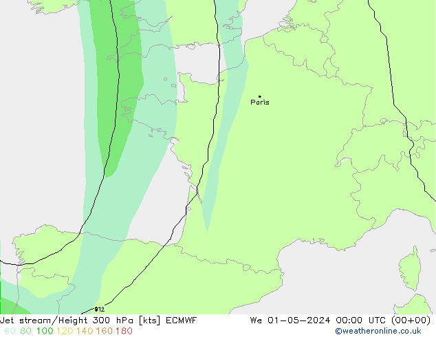 Jet stream/Height 300 hPa ECMWF St 01.05.2024 00 UTC